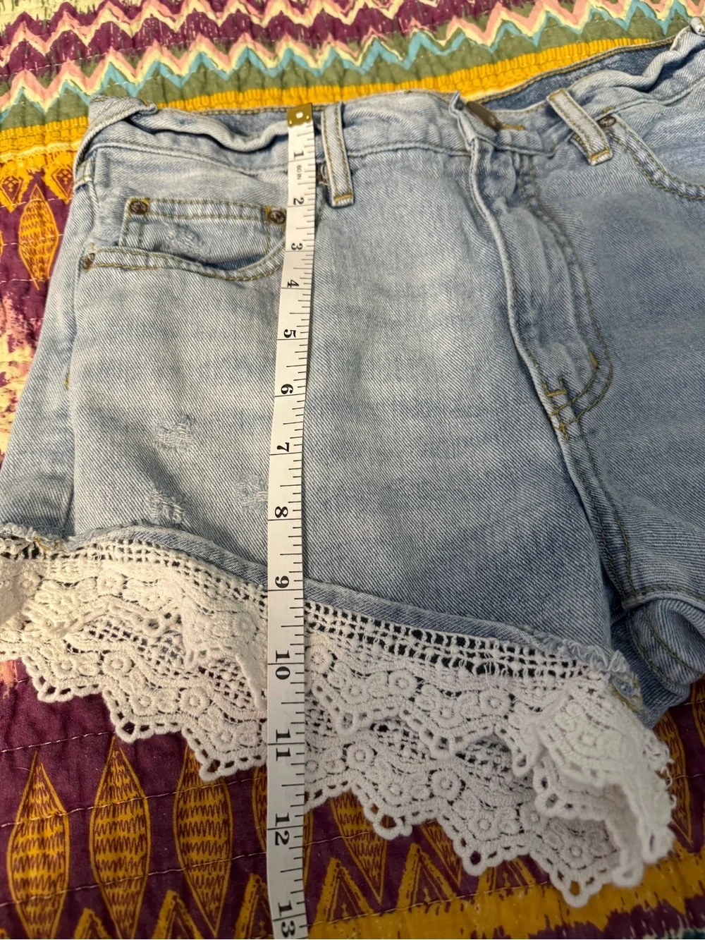Free People Light Blue Denim Lace Trim Women’s Shorts